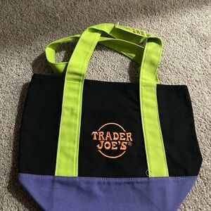 Trader Joe's Black and Purple Tote Bag